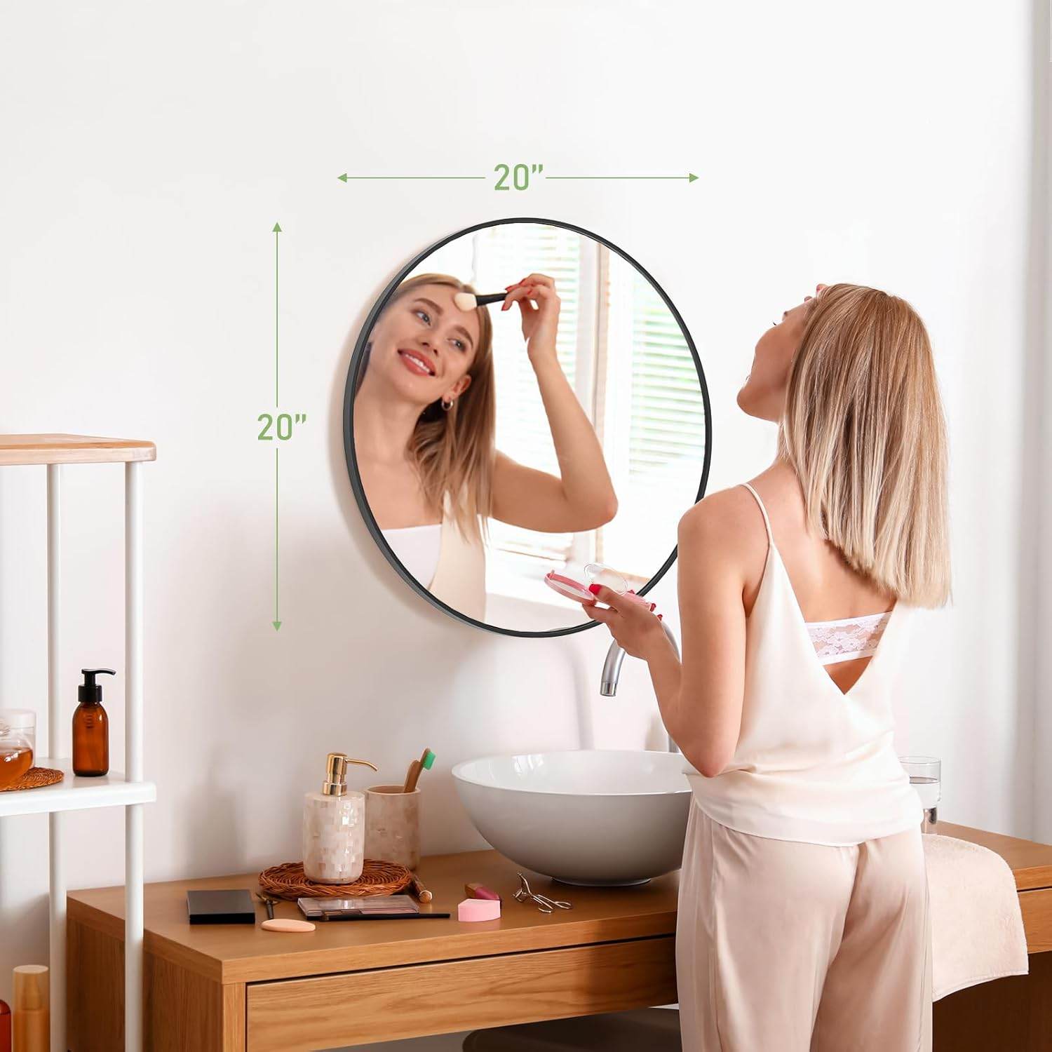 Round Wall Mirror for Bathroom, Living Room, Entryway, Vanity Decor
