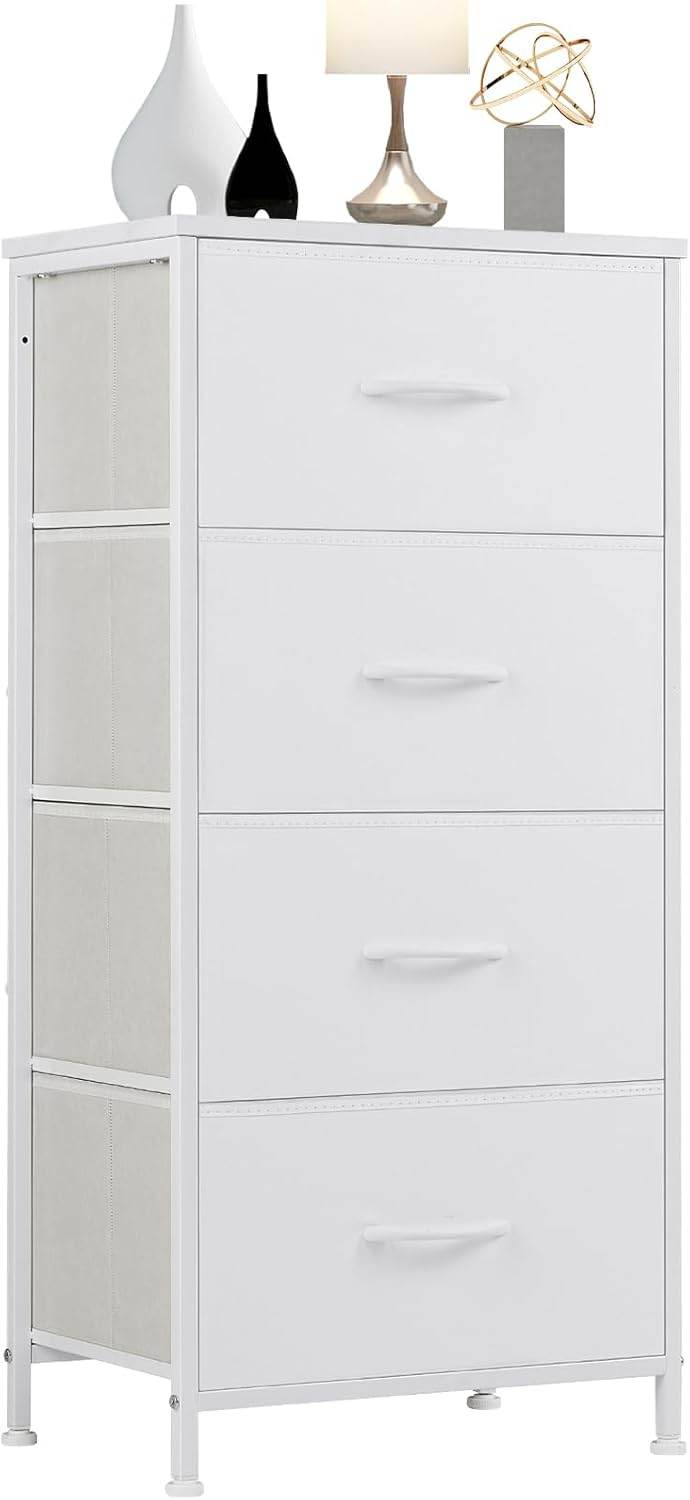 4 Drawer Fabric Dresser – Wood Top, Steel Frame for Bedroom, Entryway & Kids