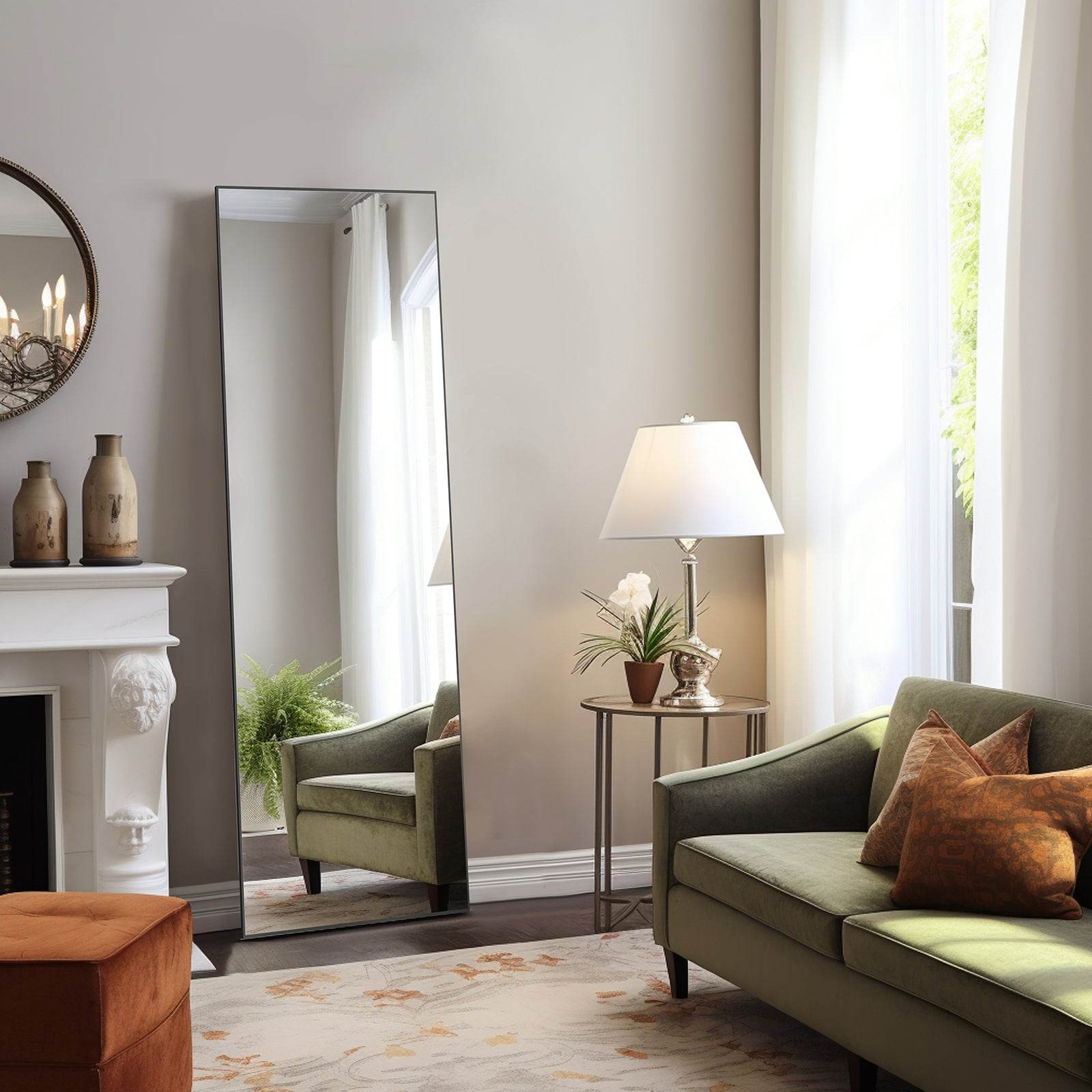 Full Length Body Mirror Floor Mirrors with Stand (Rectangular)