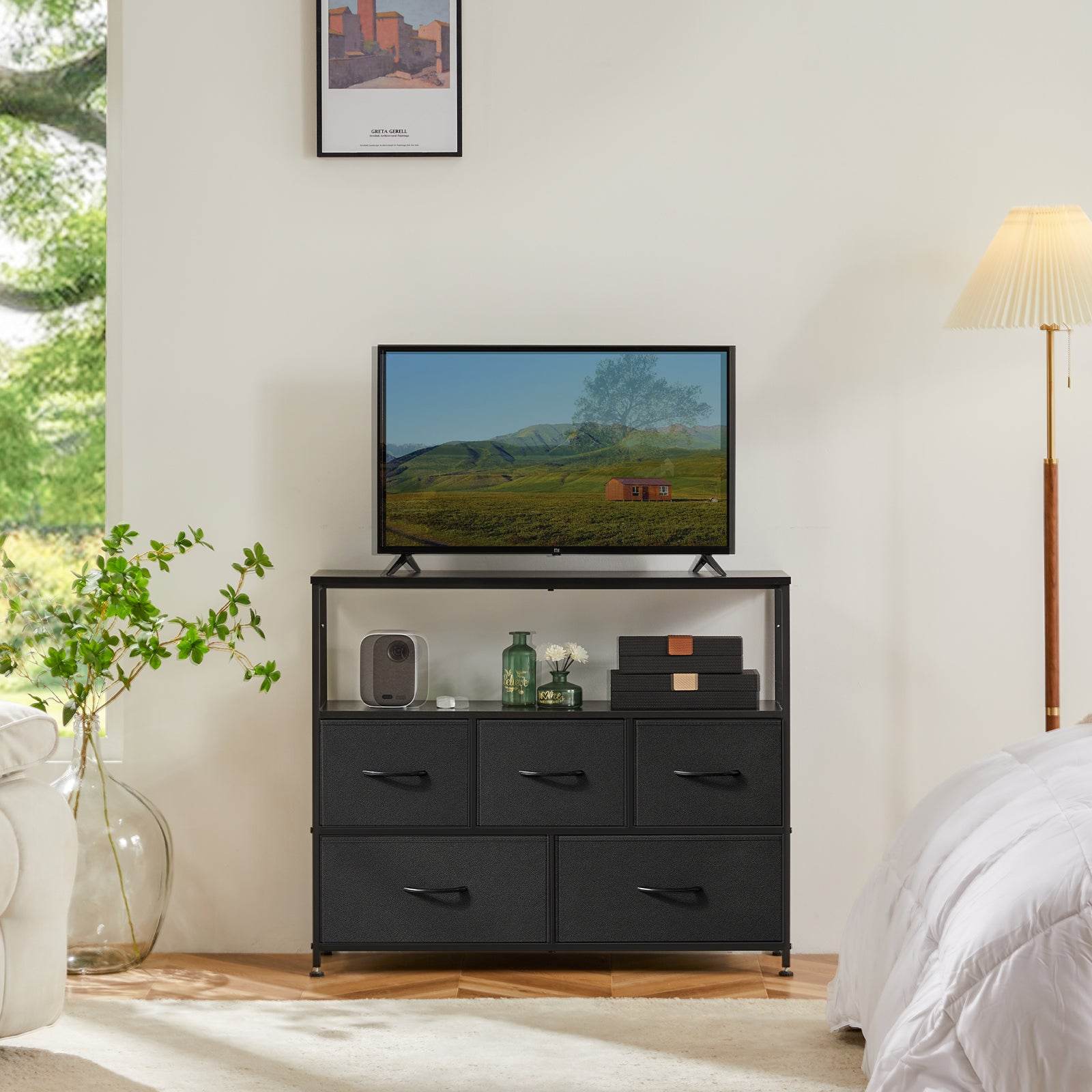 Bedroom Dresser, TV Stand Dresser with 5 Storage Drawers