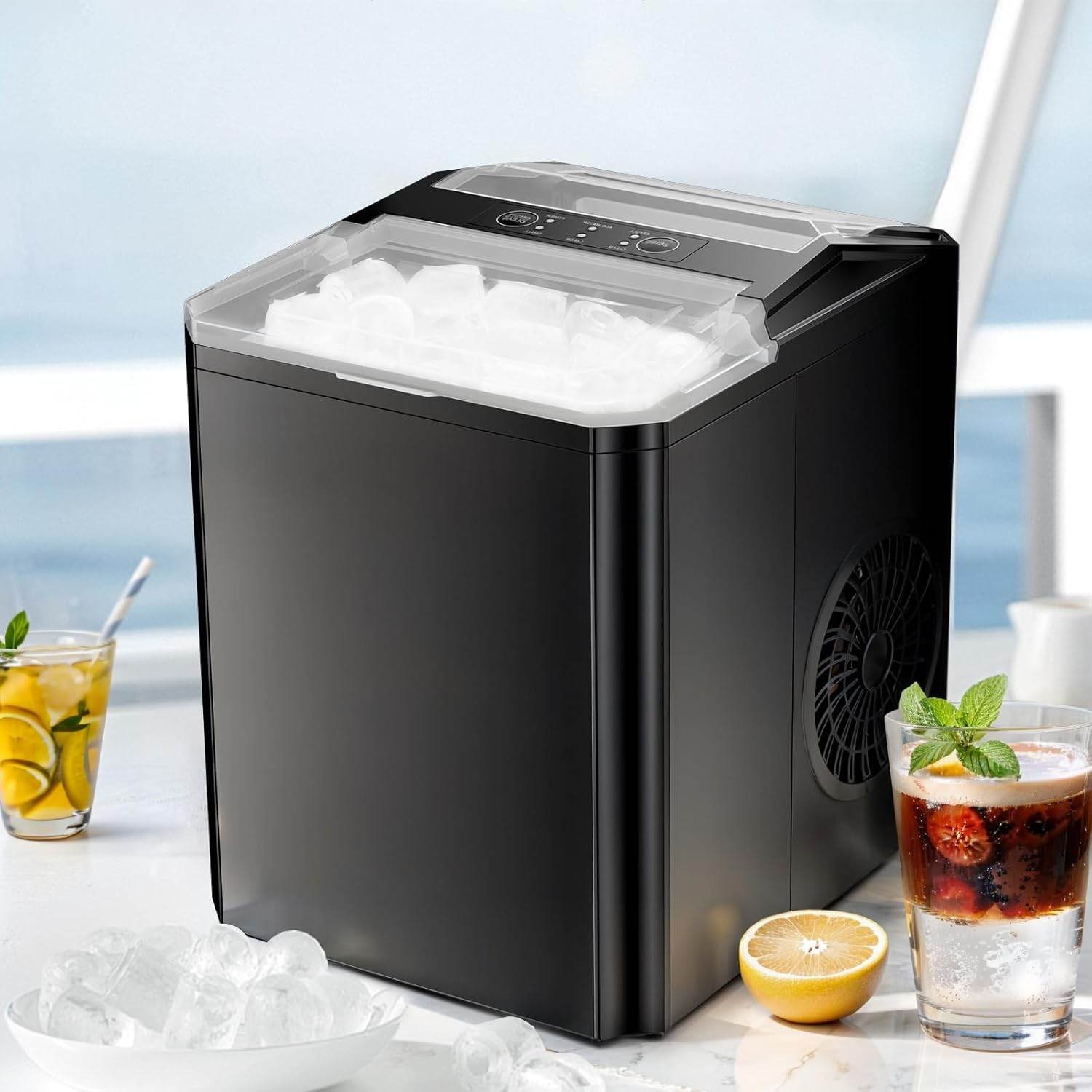 Ice Maker Self-Cleaning Portable Comes with Ice Scoop Suitable for Countertop