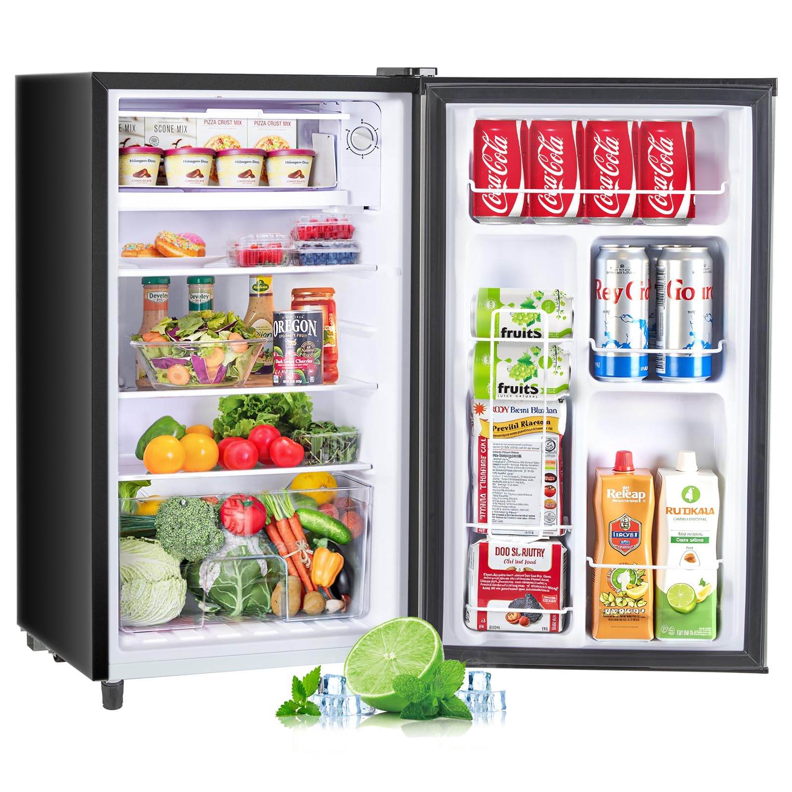 3.2 Cu.Ft Mini Fridge with Freezer - Quiet Single Door for Dorm & Office