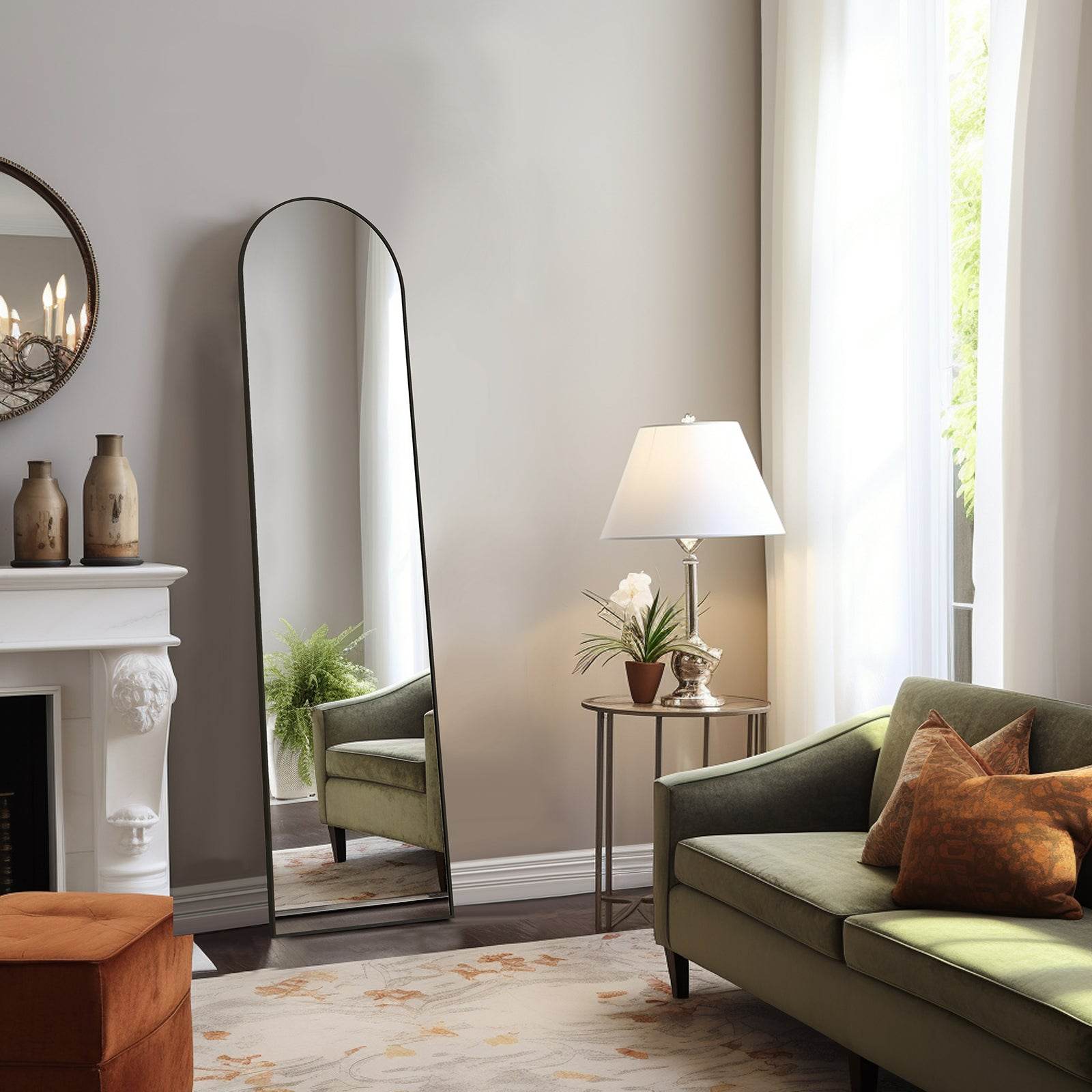 Arched Floor Mirror, Full Length Body Mirror with Stand