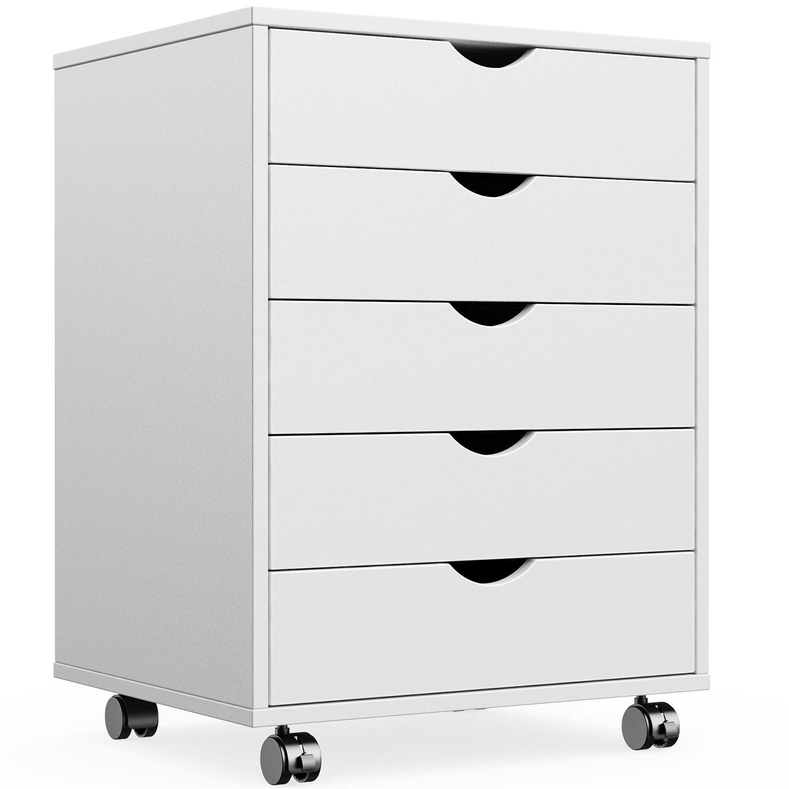 5/7 Drawer Chest, Wooden Tall Storage Dresser Cabinet with Caster Wheels
